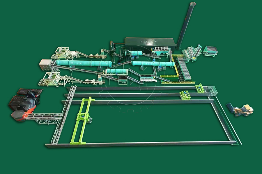 línea de granulación de compost por dientes agitadores